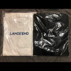 2 Lands End T-Shirts 1 Black 1 White Men’s Size L